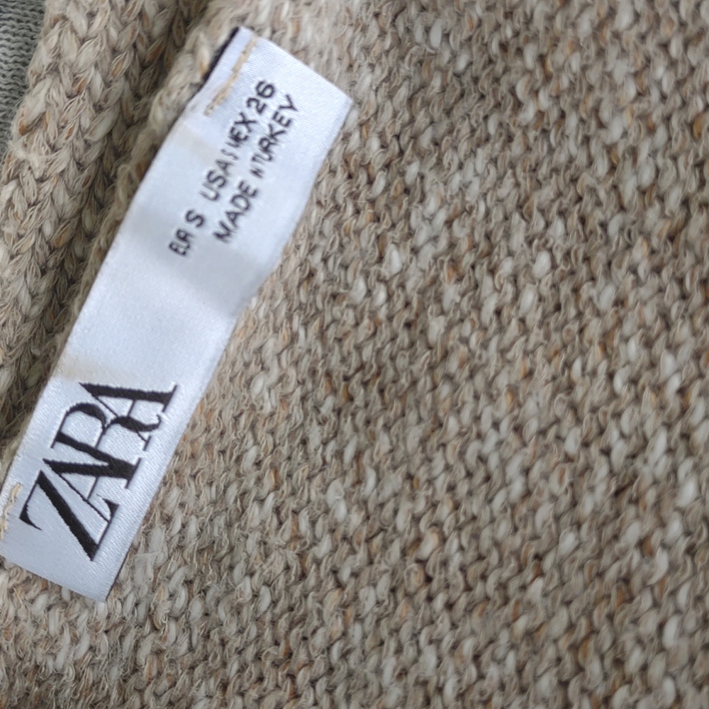 Zara Crop Button Front Cardigan Patch Pockets V-Neck Sage S - Picture 6 of 10